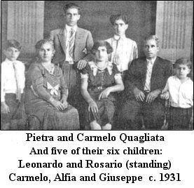 Pietrina & Carmelo Quagliata and children Leonardo, Rosario, Carmelo, Alfia and Giuseppe  c.1931