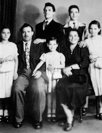Giuseppe (Nunziato) and Maria Quagliata and their children: Stanta, Alfia, Carmela, and standing: Giuseppe and Carmelo c.1950