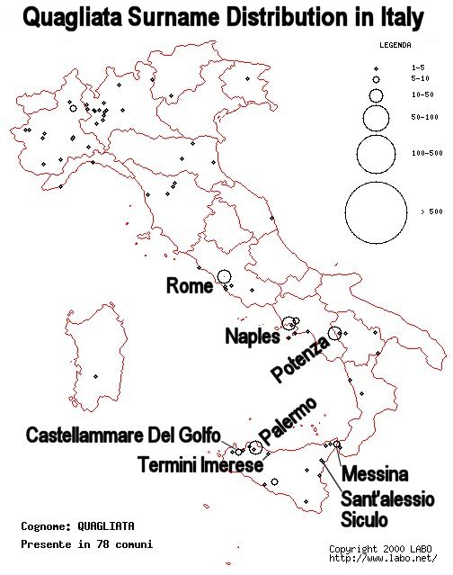 Quagliata distribution in Italy.