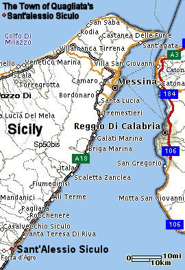 The Town of Quagliata's - Sant'alessio Siculo map.