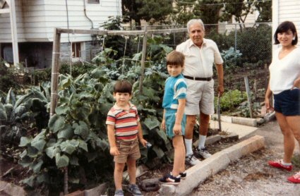 Mario and his great grandsons Joe and Mario, and their mother Sue Quagliata 1985.